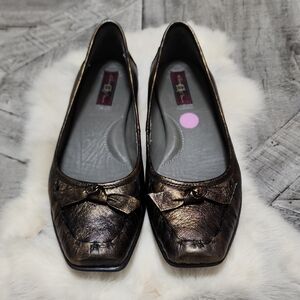 Born Metallic Bronze Bow-Accent Women's Flats